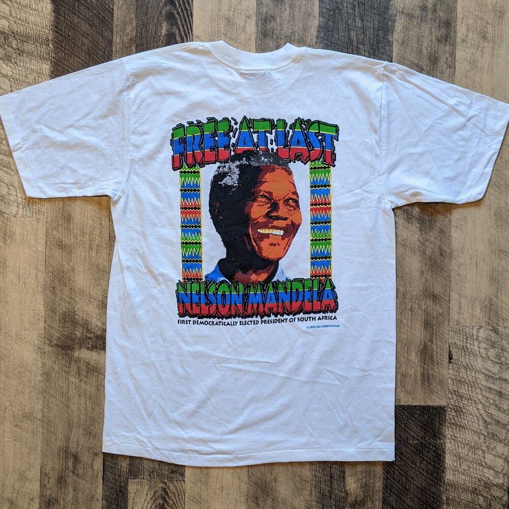 Vintage Nelson Mandela Graphic Tee 1994 White Large T-Shirt